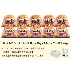 国産豚 味付き 生ホルモン ミックス(レバー入り) 4000g (400g×10パック) (DV051)