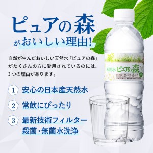 ナチュラルミネラルウォーター　ピュアの森 軟水 （500ml×24本×2ケース） ～ペットボトル 水 pH値7.3 名水百選 日本三大清流 長良川の地下天然水 ～　S8-14