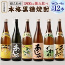 【ふるさと納税】【6回定期便】 本格黒糖焼酎 飲み比べ 1800ml×2本×6回 一升瓶 黒糖 焼酎 お酒 酒 国産 九州 鹿児島県 奄美大島にしかわ酒造 送料無料 A-59-N