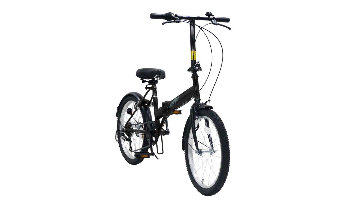 折りたたみ自転車 20インチ 6段変速 ワイドタイヤ ヴェルディア 街乗り 通勤 通学 安定走行 フォールディングバイク ブラック│武田産業 人気返礼品 三重県 四日市市 ふるさと納税