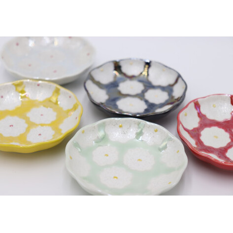 有田焼 利久窯 花真珠豆皿 5色セット  陶窯みかわや A35-152_イメージ2