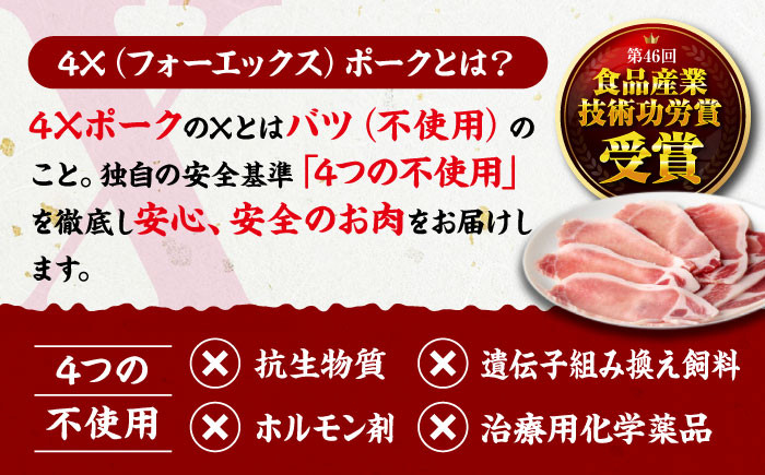 【冷凍】【4Xポーク】 豚肉 しょうが焼き用スライスセット 610g（ロース170g、肩ロース190g、もも250g）