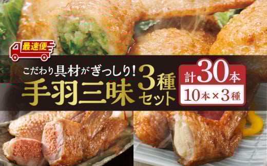 【最速便】手羽三昧3種セット(手羽先餃子・手羽先明太・手羽先チーズ各10本入り)_M025-001_02-2W