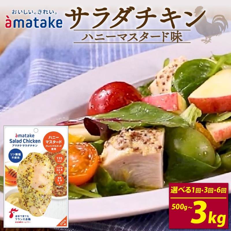【ふるさと納税】 サラダチキン ハニーマスタード味 100g×5個 〈 単品 or 定期便が選べる 〉 アマタケ 国産 鶏肉 リン酸塩不使用 小分け ダイエット 冷凍 タンパク質 トレーニング 限定 オールフリー 抗生物質不使用 むね肉 低カロリー