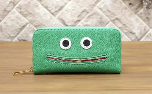 [№5258-7233]0208【グリーン】思わず笑顔になってしまうニッコリ長財布
