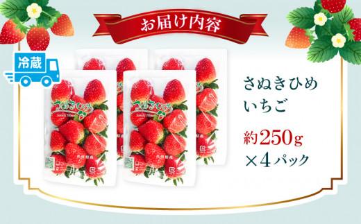 さぬきひめいちご4パック(各約250g)【2026年1月中旬～2026年5月中旬配送】