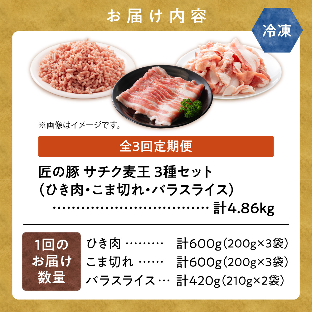 【毎月定期便】北海道知床斜里産豚肉 こま切れ・バラスライス・ひき肉　合計約1.62kg全3回【配送不可地域：離島】_ss10-006