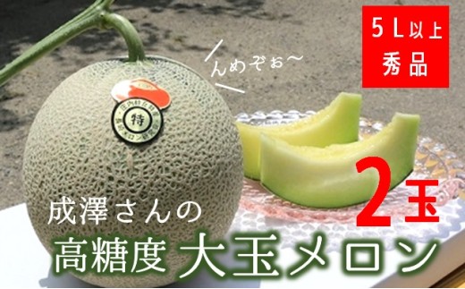 【令和8年産】成澤さんの厳選！【2玉入】高糖度大玉メロン ※青肉メロン　※赤肉メロン　※令和8年7月中旬頃より発送