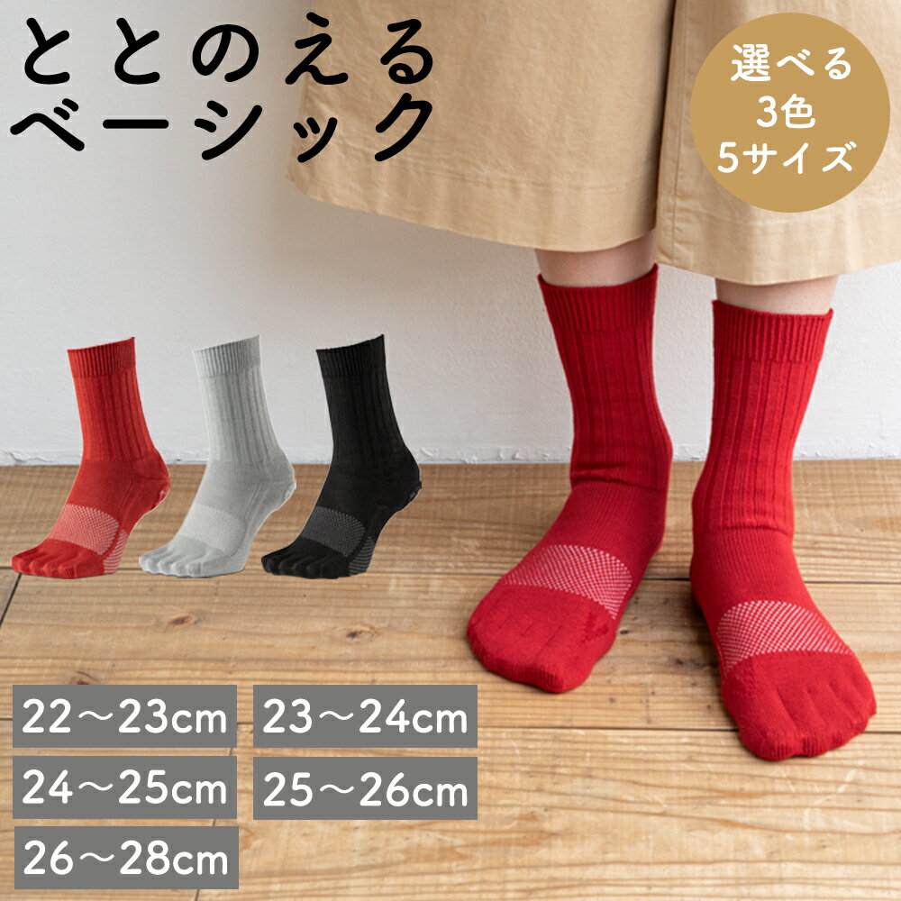 【ふるさと納税】ケアソク ととのえるベーシック 22cm～28cm【選べる3色：レッド・ライトグレー・ブラック】ユニセックス メンズ レディース 靴下 足の健康 足のトラブル予防 5本指構造 5本指ソックス care:soku（ケアソク）男女兼用 加茂市 山忠