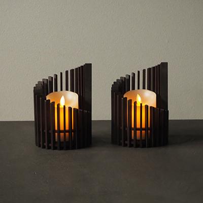 ふるさと納税 大川市 【国産/雑貨】キャンドルホルダー003 2個セット LED専用 《カラー:黒洛》