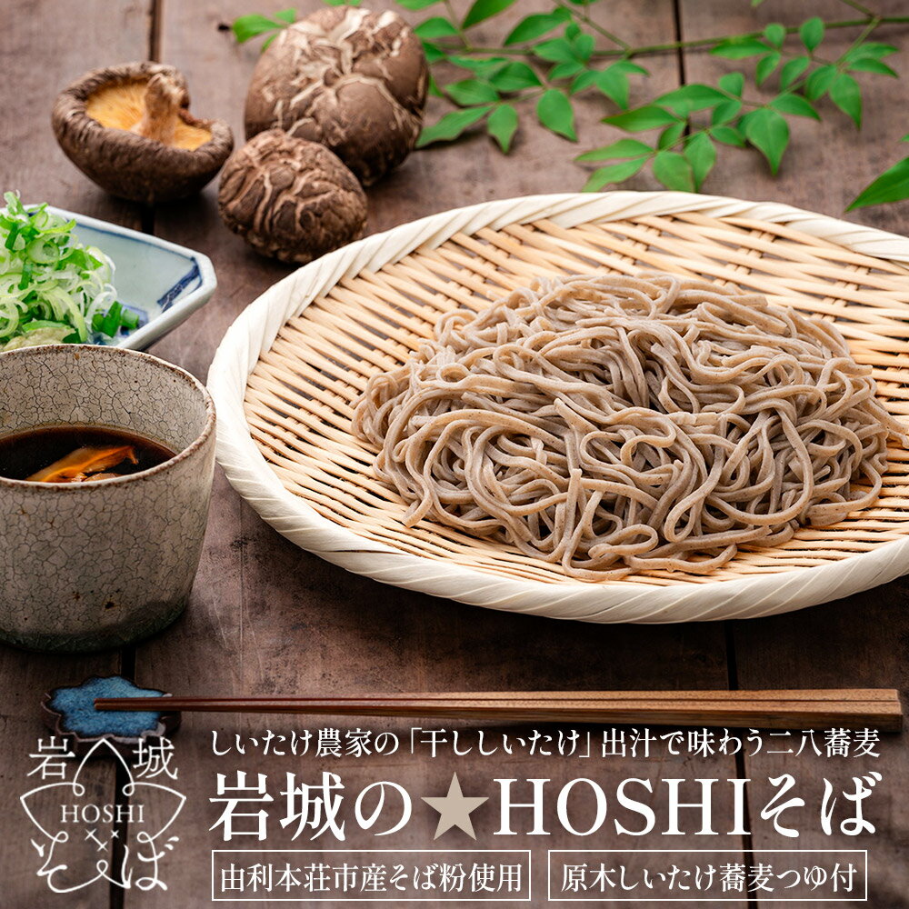 【ふるさと納税】岩城の★HOSHIそば 原木しいたけ出汁つゆセット 4人前 原木乾しいたけスライス付き