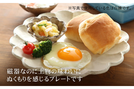 【美濃焼】リンカ 24プレート2枚セット 空練×空練【カネコ小兵製陶所】【TOKI MINOYAKI返礼品】  食器 プレート 皿 大皿 中皿 パスタ皿 花 食器セット 送料無料 水色    [MBD