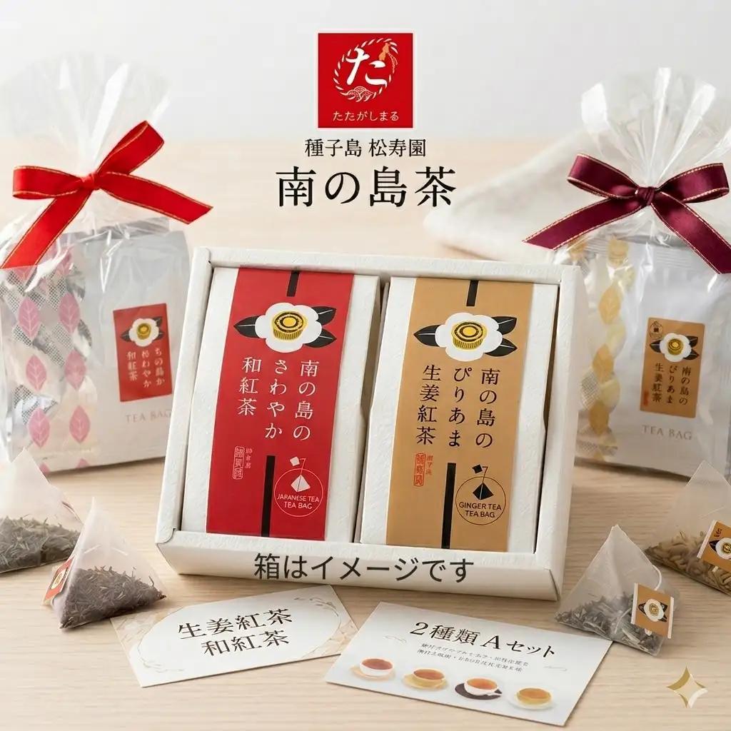 【たねがしまる4000】 種子島 松寿園 南の島 茶 2種類 Ａセット 生姜紅茶 和紅茶 　NFN913【100pt】