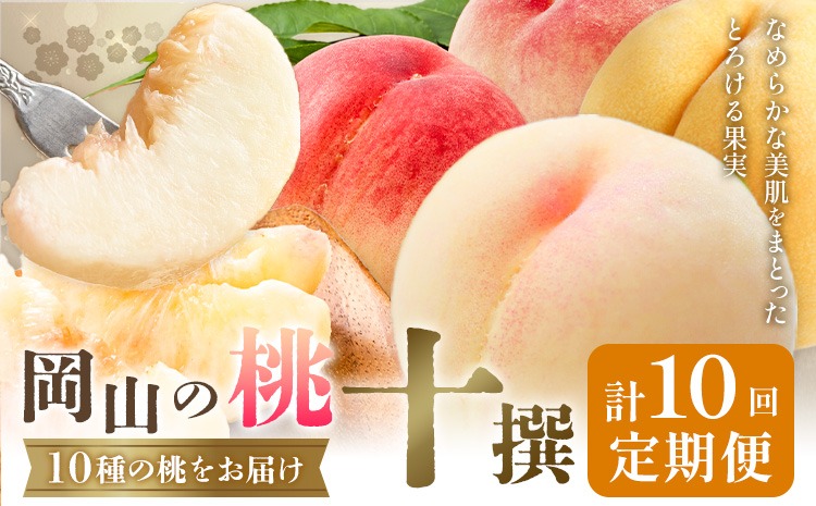 【2027年発送先行予約】桃 3ヶ月 計10回 定期便 岡山 の 桃 十撰 10種 各1kg 計10kg 晴れの国おかやま館(漂流岡山)《2027年7月中旬-9月下旬頃出荷》岡山県 笠岡市 桃 もも 果物 フルーツ デザート 送料無料 【配送不可地域あり】（離島）---H-53a---