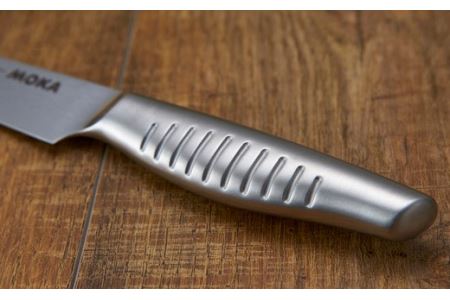 H50-37 MOKA ダマスカス包丁２点セット（三徳+ペティ） オールステンレス｜軽くてにぎりやすい ハンドル 女性でも使いやすい 一体型 お手入れ簡単 ギフト お祝い 贈り物に最適