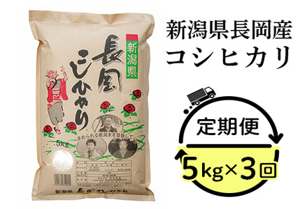 新潟県長岡産コシヒカリ5kg 定期便 3ヶ月連続お届け