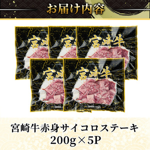 宮崎牛 サイコロステーキ(計1kg) 1kg お肉 牛肉 黒毛和牛 宮崎牛 ブランド和牛 冷凍 国産 サイコロ 赤身 ステーキ 宮崎県産 【YA008】【YAMATO株式会社】
