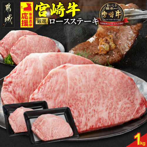 畜産農家応援! 宮崎牛ロースステーキ4枚 計1000g_29-N201