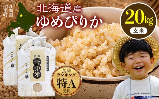 令和8年産 特Aランク米 ゆめぴりか 玄米 20kg（10kg×2袋）【1月発送】雪冷気 籾貯蔵 雪中米 北海道 nr-1650