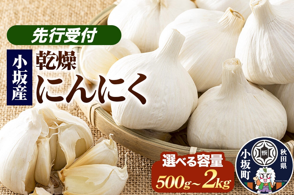 
                  《先行受付》小坂産 乾燥にんにく【選べる容量：500g／1kg／1.5g／2kg】 [ニンニク にんにく 乾燥にんにく 野菜 根菜 国産 小坂産 秋田 中村農園]
                