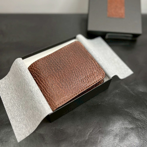 YIHALS ハンドメイド 鹿革 2つ折り財布 ブラウン《靴屋が手掛ける革製品》 [0644]