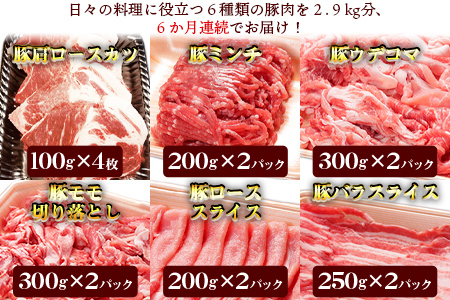 ＜6か月定期便 和富豚 そがらしセット 2.9kg＞翌月末迄に第１回目発送【 豚 肉 豚肉 豚定期便 肉定期便 豚肉定期便 6回定期便 6か月定期便 エムツー定期便 和富豚定期便  豚 肉 豚肉 豚定