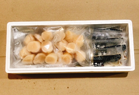 お刺身ほたて貝柱300g×2P＆塩さばフィレ1枚×15P B-09107