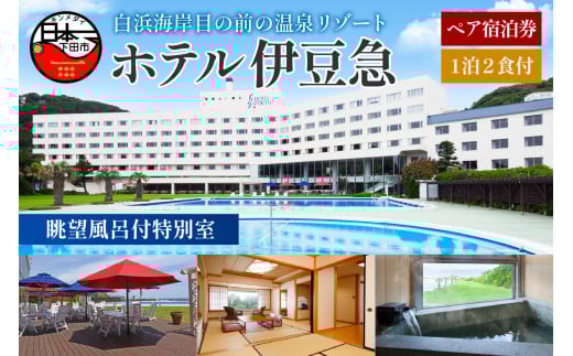 下田温泉　ホテル伊豆急　眺望風呂付特別室　1泊2食付ペア宿泊券 [旅行 宿泊券 ペア 食事付き 温泉 オーシャンビュー 白浜海岸 静岡 下田 伊豆]