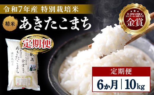 
                  【定期便6ヶ月】【令和7年産】特別栽培米 あきたこまち 精米 10kg【渡部 浩見】[F2122]
                