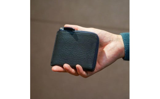 チマブエ Morris 栃木レザー 本革 L字ファスナーコンパクト財布 【紺】【雑貨 ファッション 人気 おすすめ 】