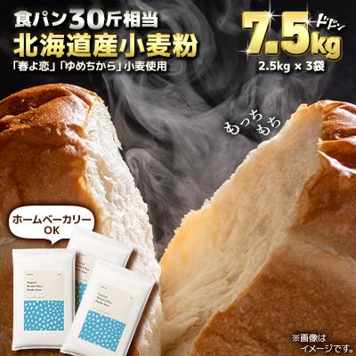 ふるさと納税 室蘭市 北海道産「春よ恋」「ゆめちから」ブレンド　パウダースノー　パン用強力粉 7.5kg(2.5kg×3)