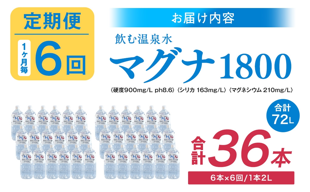 【定期便・6ヶ月連続】「マグナ1800」2L×6本×6回