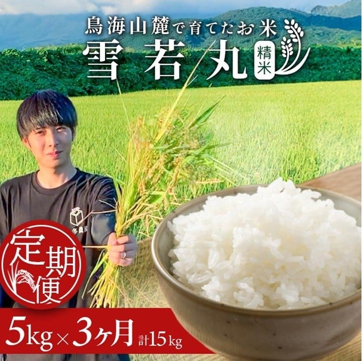 
            ≪3ヶ月定期便≫ 雪若丸 5kg×3ヶ月連続 計15kg 精米 令和7年産米 山形県酒田産 毎月中旬にお届け 東北 山形県 酒田市 庄内地方 庄内平野 米 お米 白米 ブランド米 ご飯 ごはん 農家直送 産地直送 本多農園　SF0314
          