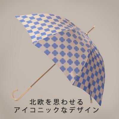 ふるさと納税 都留市 晴雨兼用婦人長傘　ノルディック　ドットコラージュ　ブルー |  | 01