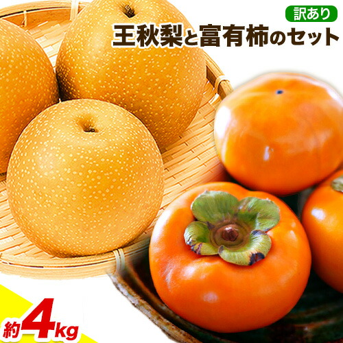 【2026年先行予約】訳あり 王秋梨と富有柿のセット 4kg 高間商店《2026年11月上旬-12月下旬頃出荷》鳥取県 八頭町 送料無料 梨 なし ナシ 柿 かき カキ 王秋梨 富有柿 果物 フルーツ ギフト 贈り物
