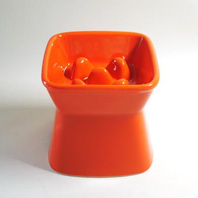 ふるさと納税 瑞浪市 美濃焼　陶器製ペット用フードボウル【高台傾斜カラーフードボウル/オレンジ】【pet166】