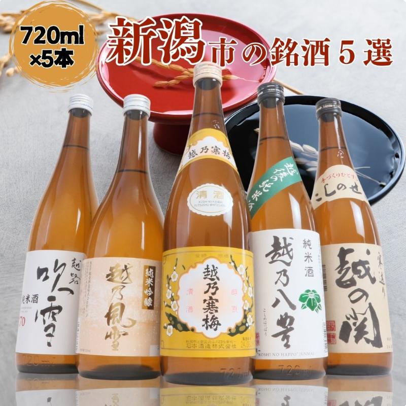 【ふるさと納税】日本酒 飲み比べセット 越後銘門酒会 新潟市の銘酒 飲み比べ 720ml×5本 （越乃寒梅 越乃八豊 越の関 雪乃風雪 越路吹雪）N725A 新潟 セット 辛口 ギフト 正月 年越し