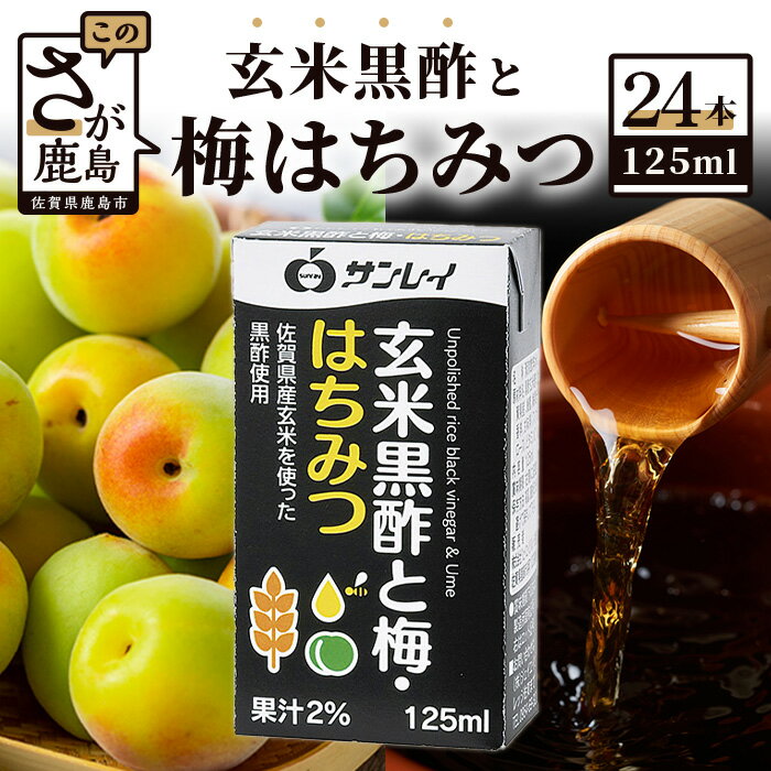 【ふるさと納税】玄米黒酢と梅はちみつ 125ml×24本 清涼飲料水 サンレイ 紙パック 飲料 飲み物 佐賀県 鹿島市 さわやか サッパリ 健康 美容 抗酸化作用 リピーター 美味しい 人気送料無料 B-153