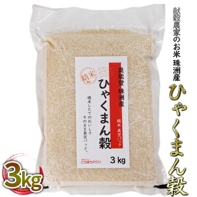 【ふるさと納税】【令和7年度産米】珠洲産ひゃくまん穀 真空パック 3kg×1袋 精米　お届け：2025年11月中旬から順次出荷