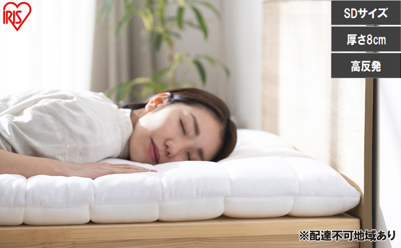 エアリー敷き布団プラスSD ASFP80-SD ホワイト 敷布団 アイリスオーヤマ セミダブル 敷き布団 洗える 丸洗い 速乾 硬め 高反発 体圧分散 抗菌 防臭 通気性 湿気対策 リバーシブル 夏 冬 オールシーズン 収納 コンパクト 来客用 ベッド エアリー