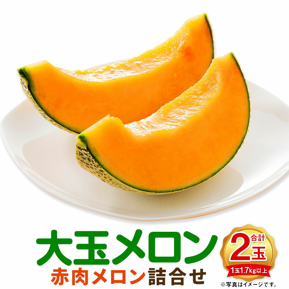 【ふるさと納税】（先行予約）大玉 赤肉メロン 2玉 詰め合わせ 1玉1.7kg以上 メロン 赤肉 ルビアレッド ティアラ フルーツ くだもの 果物 果実 北海道 浦臼町 送料無料 【2025年7月上旬～2025年8月上旬迄発送予定】