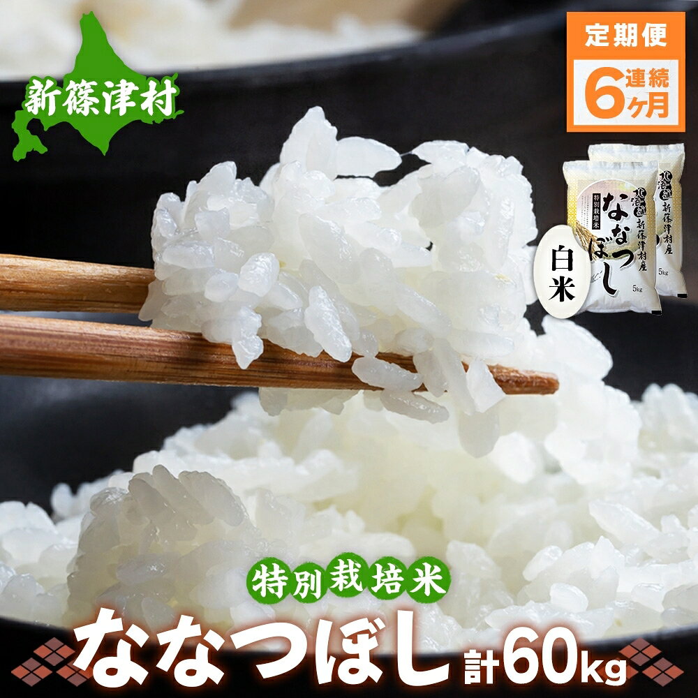 【ふるさと納税】定期便 6ヵ月 北海道 特別栽培 令和7年産 ななつぼし 10kg 精米 米 白米 お米 新米 ごはん ご飯 ライス 道産米 ブランド米 新しのつ米 ふっくら 食味ランキング 産地直送 カワサキ森田屋 送料無料 新篠津 　お届け：2025年12月より順次発送
