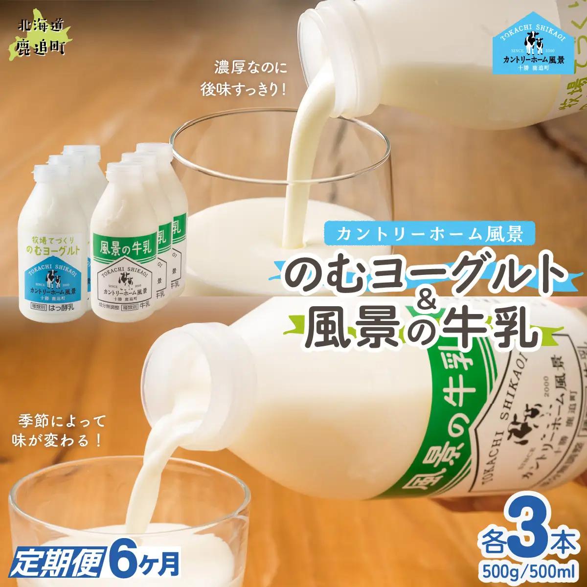 【定期6ヶ月】のむヨーグルト500g 風景の牛乳500ml 各3本 SKB109