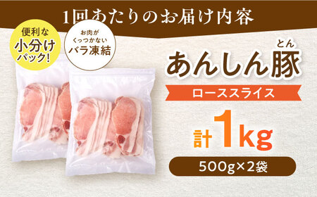 【12回定期便】 《バラ凍結》 ローススライス 1kg （500g×2袋） 豚肉 小分け 薄切り ロース 冷凍 白川町 / 藤井ファーム[AWAF052]