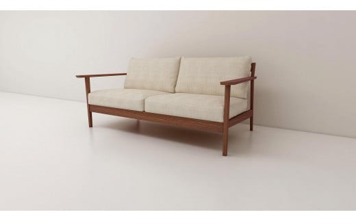 【開梱設置】高野木工 CEBU セブ ソファ 2.5人掛け ウォルナット 生地：CHART3 ライトクリーム【10年保証】