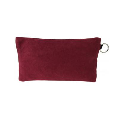 ふるさと納税 加東市 帆布工房　横長二段ファスナー付きポーチ(ダークレッド)　約12×20cm |  | 01