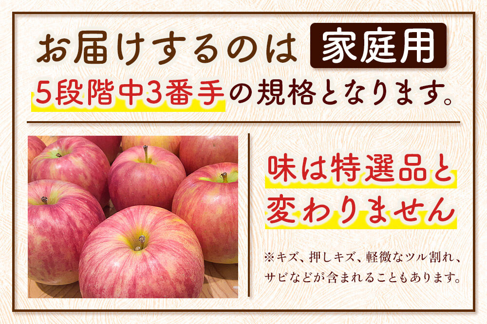 りんご 【糖度13度以上】サンふじ【家庭用】約3kg 8～12玉程度 津軽農園