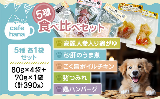 ペットフード 5種 セット 国産 鶏がゆ 砂肝のうま煮 ボイルチキン 鶏ハンバーグ 猪つみれ 人と一緒に食べられる 保存料不使用 | ペットフード 犬 猫 ごはん 高麗人参 鶏がゆ 砂肝 ボイルチキン 猪肉 ハンバーグ 人と一緒に食べられる ペット用 食事 トッピング 備蓄 災害用 京都 舞鶴