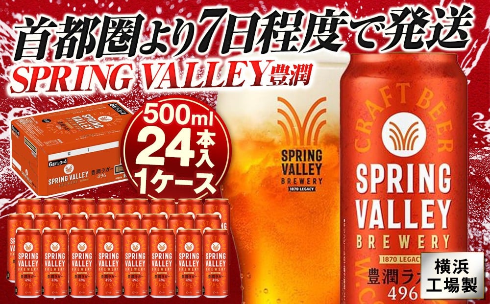 
            キリン SPRING VALLEY（スプリングバレー） 豊潤ラガー496　500ml　1ケース（24本入）【横浜工場製】
          