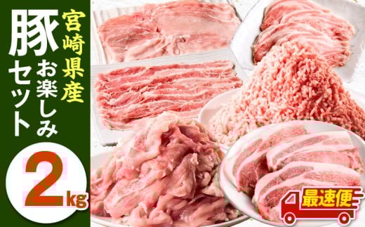 【最速便】宮崎県産豚お楽しみセット合計2kg_M241-002-01-2W